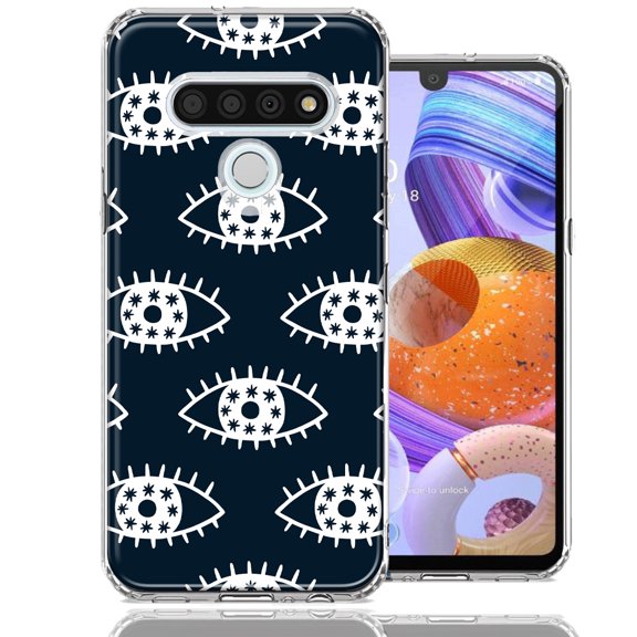 MUNDAZE For LG Stylo 6 Starry Evil Eyes Design Double Layer Phone Case Cover