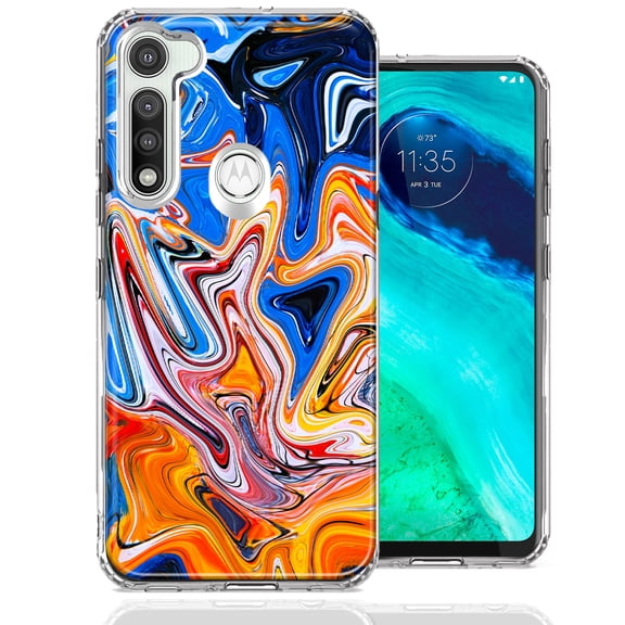 MUNDAZE For Motorola Moto G Fast Blue Orange Abstract Design Double Layer Phone Case Cover
