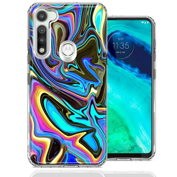 MUNDAZE For Motorola Moto G Fast Blue Paint Swirl Design Double Layer Phone Case Cover