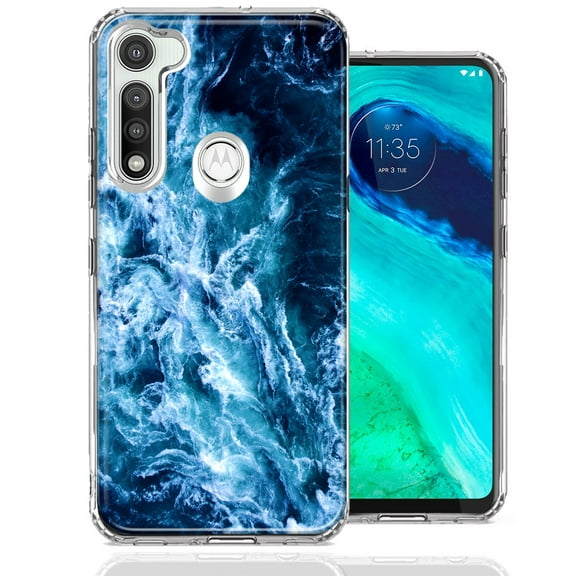 MUNDAZE For Motorola Moto G Fast Deep Blue Ocean Waves Design Double Layer Phone Case Cover