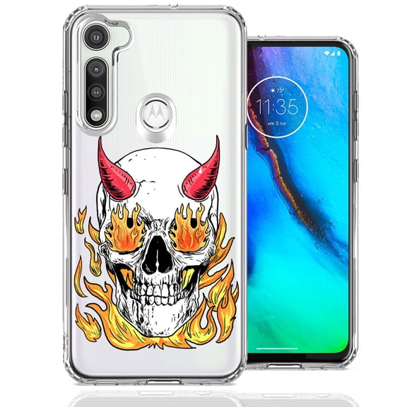 MUNDAZE For Motorola Moto G Fast Flamming Devil Skull Design Double Layer Phone Case Cover