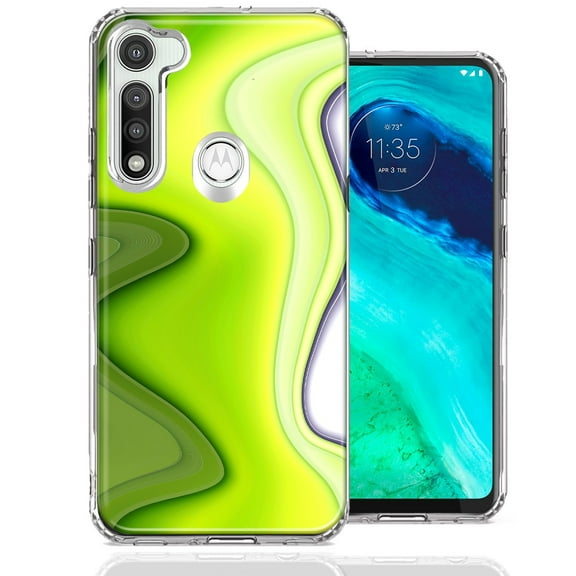 MUNDAZE For Motorola Moto G Fast Green White Abstract Design Double Layer Phone Case Cover