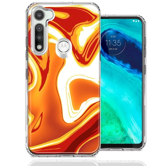 MUNDAZE For Motorola Moto G Fast Orange White Abstract Design Double Layer Phone Case Cover
