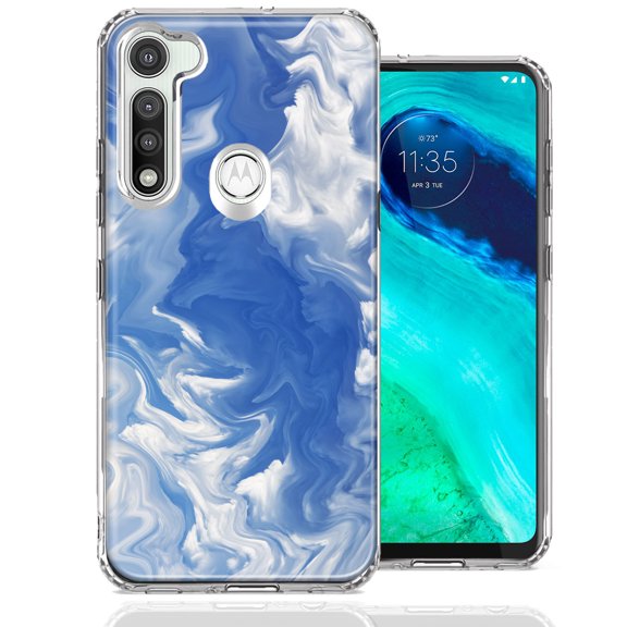 MUNDAZE For Motorola Moto G Fast Sky Blue Swirl Design Double Layer Phone Case Cover