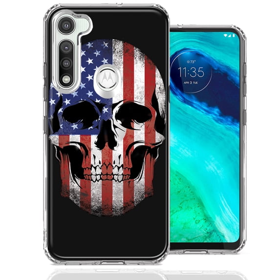 MUNDAZE For Motorola Moto G Fast US Flag Skull Double Layer Phone Case Cover