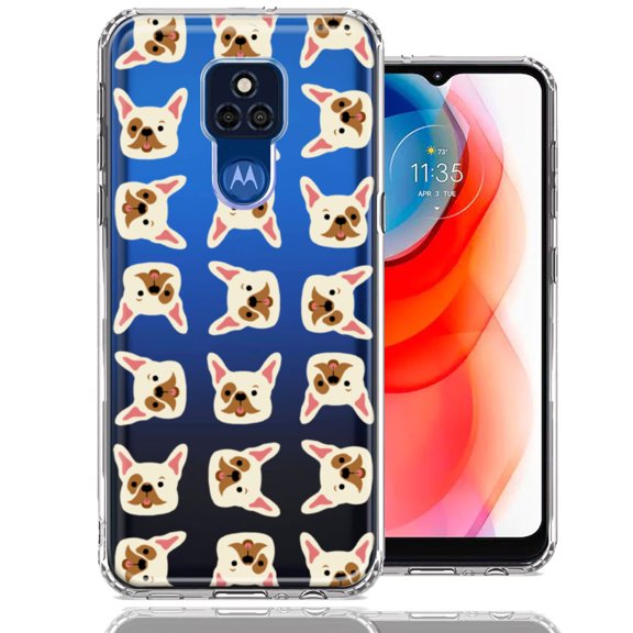 MUNDAZE For Motorola Moto G Play 2021 Frenchie Bulldog Polkadots Design Double Layer Phone Case Cover