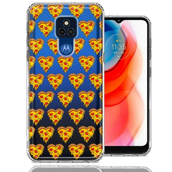 MUNDAZE For Motorola Moto G Play 2021 Pizza Hearts Polka dots Design Double Layer Phone Case Cover