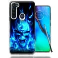 thumbnail image 1 of MUNDAZE For Motorola Moto G Stylus Flaming Skull Design Double Layer Phone Case Cover, 1 of 2