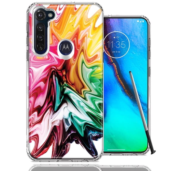 MUNDAZE For Motorola Moto G Stylus Rainbow Flower Abstract Design Double Layer Phone Case Cover