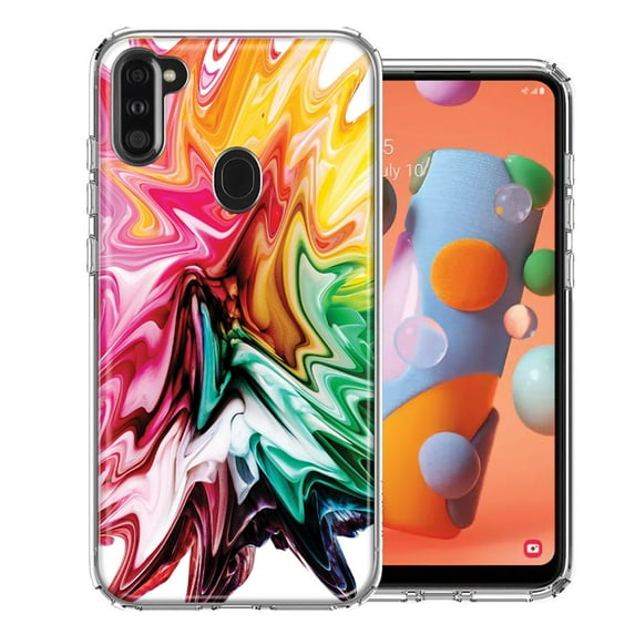 MUNDAZE For Samsung A11 Rainbow Flower Abstract Design Double Layer Phone Case Cover