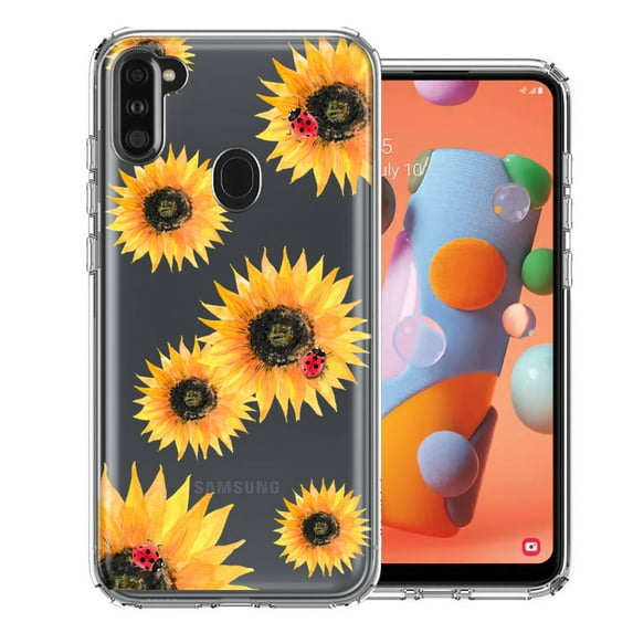 MUNDAZE For Samsung A11 Sunflower Ladybug Design Double Layer Phone Case Cover