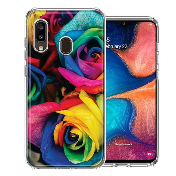 MUNDAZE For Samsung A20 Colorful Roses Design Double Layer Phone Case Cover