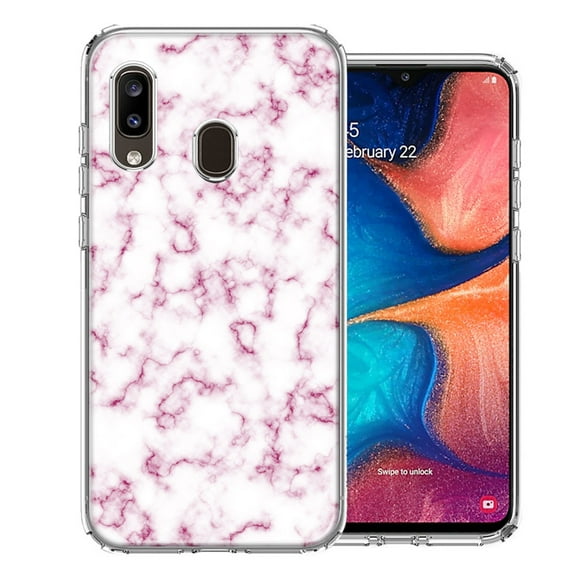 MUNDAZE For Samsung A20 Pink Marble Design Double Layer Phone Case Cover