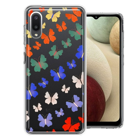 MUNDAZE For Samsung Galaxy A02 Colorful Butterflies Design Double Layer Phone Case Cover