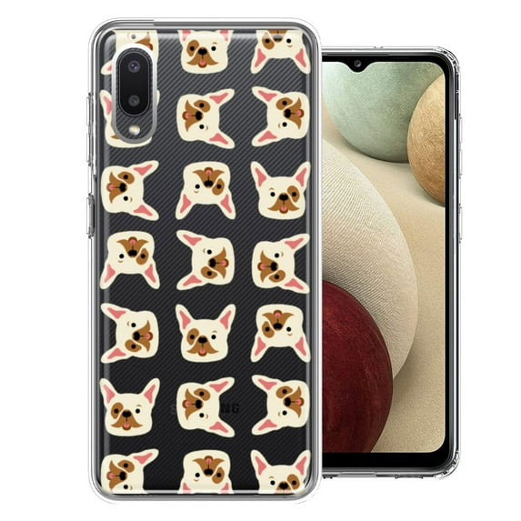 MUNDAZE For Samsung Galaxy A02 Frenchie Bulldog Polkadots Design Double Layer Phone Case Cover