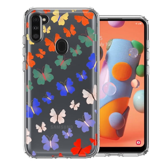 MUNDAZE For Samsung Galaxy A11 Colorful Butterflies Design Double Layer Phone Case Cover