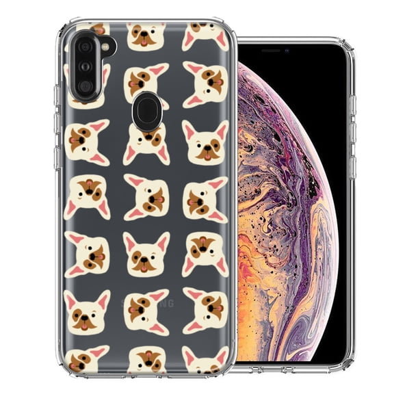MUNDAZE For Samsung Galaxy A11 Frenchie Bulldog Polkadots Design Double Layer Phone Case Cover