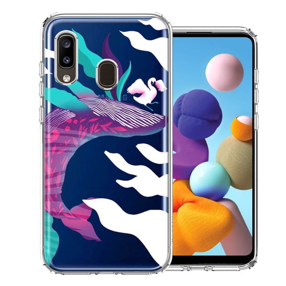 MUNDAZE For Samsung Galaxy A20 Mystic Floral Whale Design Double Layer Phone Case Cover