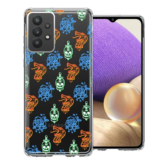 MUNDAZE For Samsung Galaxy A32 Snakes Skulls Roses Design Double Layer Phone Case Cover