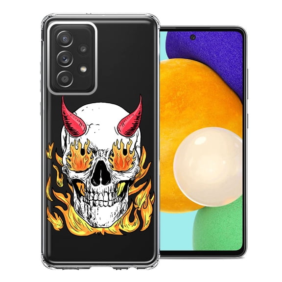 MUNDAZE For Samsung Galaxy A72 Flamming Devil Skull Design Double Layer Phone Case Cover