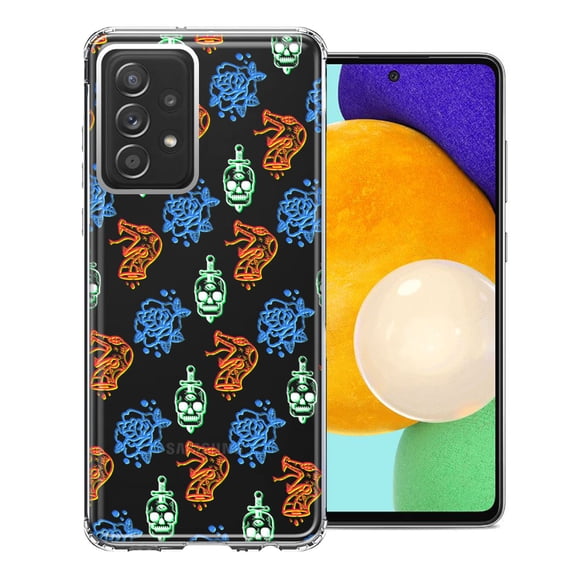 MUNDAZE For Samsung Galaxy A72 Snakes Skulls Roses Design Double Layer Phone Case Cover
