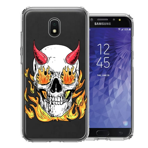 MUNDAZE For Samsung Galaxy J3 Express/Prime 3/Amp Prime 3 Flamming Devil Skull Design Double Layer Phone Case Cover