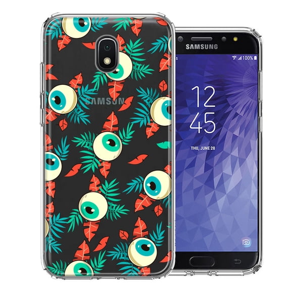 MUNDAZE For Samsung Galaxy J3 Express/Prime 3/Amp Prime 3 Halloween Creepy Tropical Eyeballs Design Double Layer Phone Case Cover