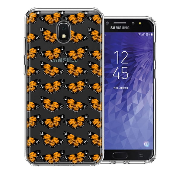 MUNDAZE For Samsung Galaxy J3 Express/Prime 3/Amp Prime 3 Monarch Butterflies Design Double Layer Phone Case Cover
