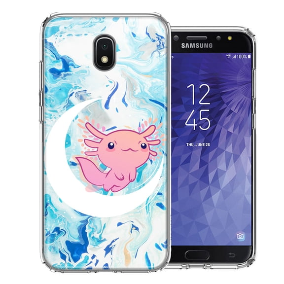 MUNDAZE For Samsung Galaxy J3 Express/Prime 3/Amp Prime 3 Pink Axolotl Moon Mable Design Double Layer Phone Case Cover