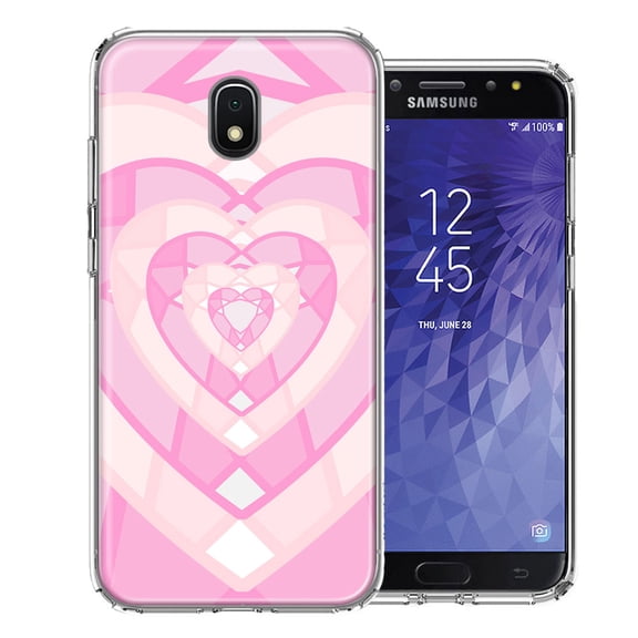 MUNDAZE For Samsung Galaxy J3 Express/Prime 3/Amp Prime 3 Pink Gem Hearts Design Double Layer Phone Case Cover