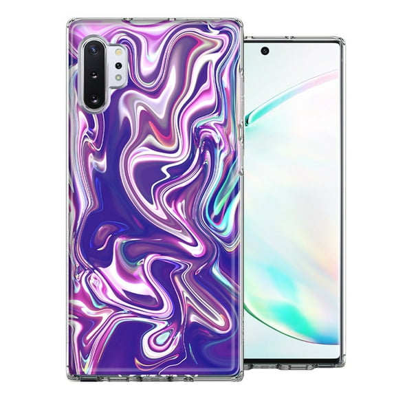 MUNDAZE For Samsung Galaxy Note 10 Plus Purple Paint Swirl Design Double Layer Phone Case Cover