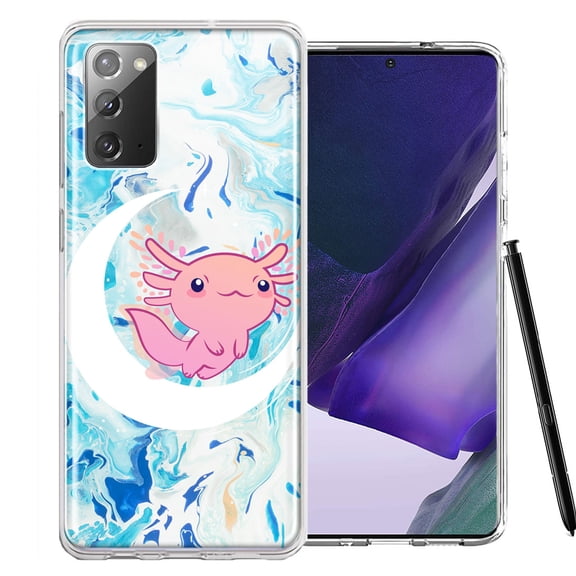 MUNDAZE For Samsung Galaxy Note 20 Pink Axolotl Moon Mable Design Double Layer Phone Case Cover