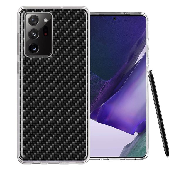 MUNDAZE For Samsung Galaxy Note 20 Ultra Carbon Fiber Look Double Layer Phone Case Cover