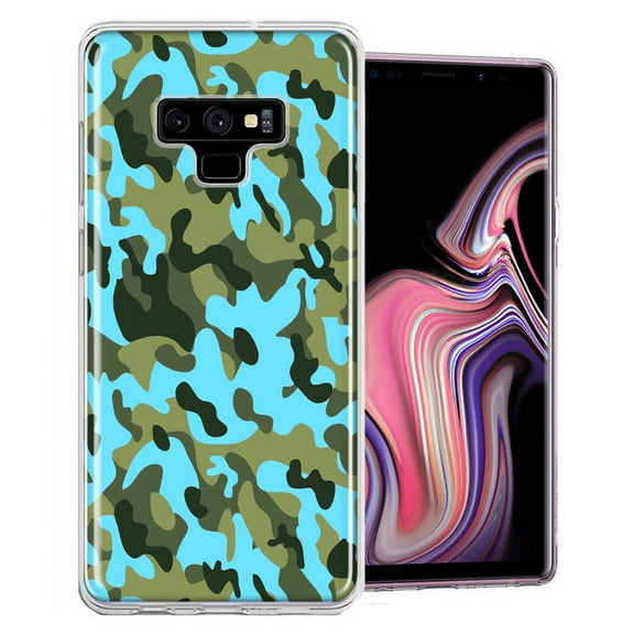 MUNDAZE For Samsung Galaxy Note 9 Blue Green Camo Design Double Layer Phone Case Cover