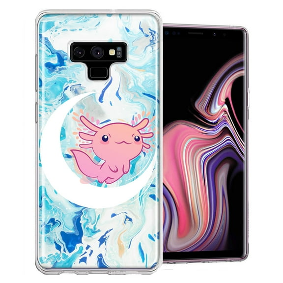 MUNDAZE For Samsung Galaxy Note 9 Pink Axolotl Moon Mable Design Double Layer Phone Case Cover