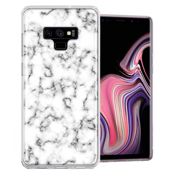 MUNDAZE For Samsung Galaxy Note 9 White Grey Marble Design Double Layer Phone Case Cover