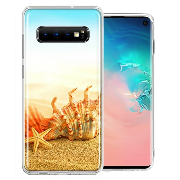 MUNDAZE For Samsung Galaxy S10 Beach Shell Design Double Layer Phone Case Cover