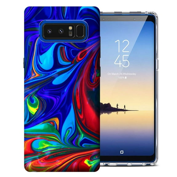 MUNDAZE For Samsung Galaxy S10 Plus Blue Red Oil Paint Design TPU Gel Phone Case Cover