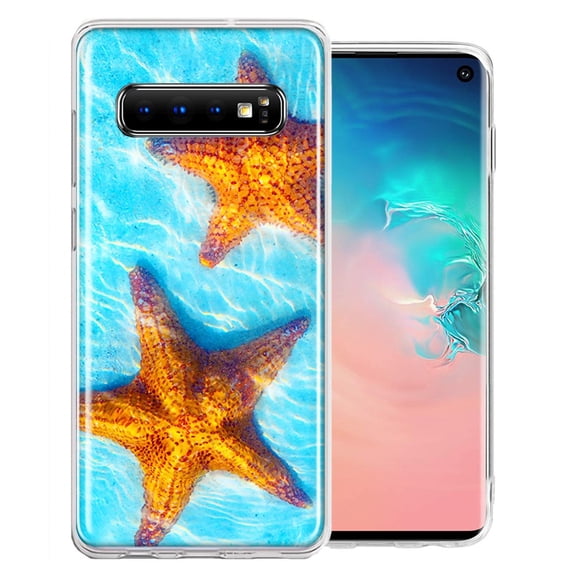 MUNDAZE For Samsung Galaxy S10 Plus Ocean Starfish Design Double Layer Phone Case Cover
