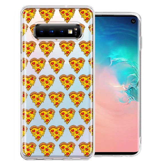 MUNDAZE For Samsung Galaxy S10 Plus Pizza Hearts Polka dots Design Double Layer Phone Case Cover