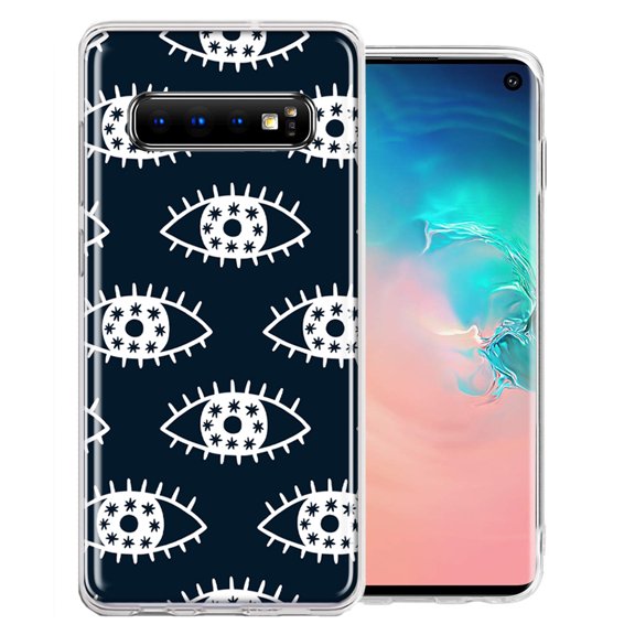 MUNDAZE For Samsung Galaxy S10 Plus Starry Evil Eyes Design Double Layer Phone Case Cover