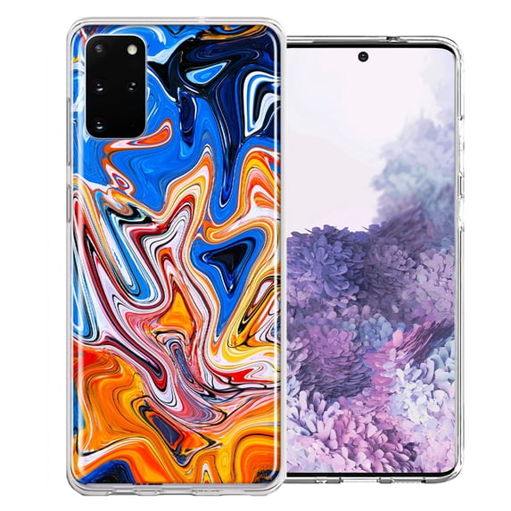 MUNDAZE For Samsung Galaxy S20 Blue Orange Abstract Design Double Layer Phone Case Cover