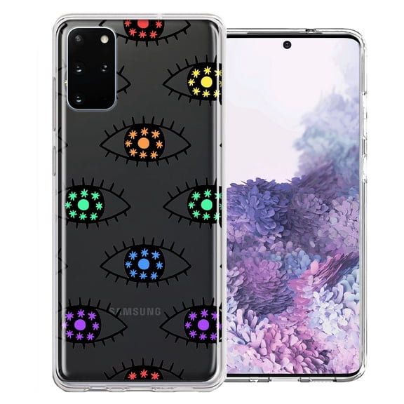 MUNDAZE For Samsung Galaxy S20 Plus Rainbow Evil Eyes Design Double Layer Phone Case Cover