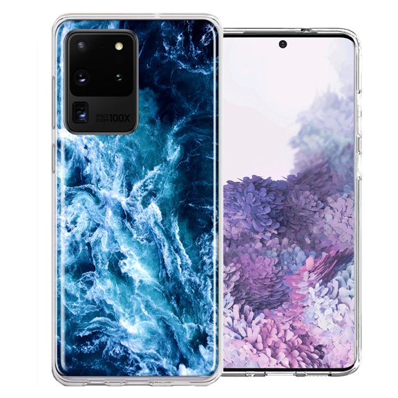 MUNDAZE For Samsung Galaxy S20 Ultra Deep Blue Ocean Waves Design Double Layer Phone Case Cover