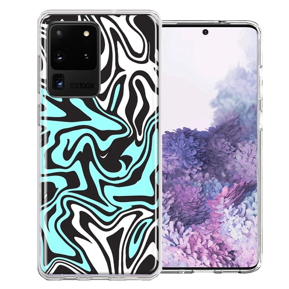 MUNDAZE For Samsung Galaxy S20 Ultra Mint Black Abstract Design Double Layer Phone Case Cover