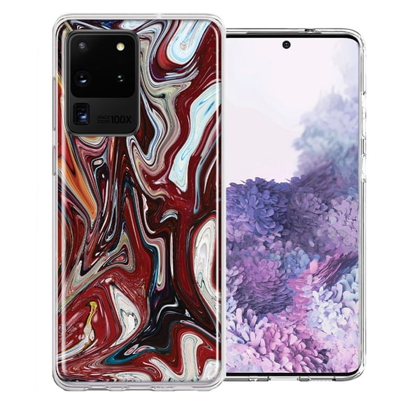 MUNDAZE For Samsung Galaxy S20 Ultra Red White Abstract Design Double Layer Phone Case Cover