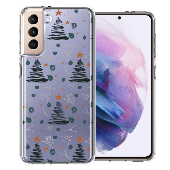 MUNDAZE For Samsung Galaxy S21 Holiday Christmas Trees Design Double Layer Phone Case Cover