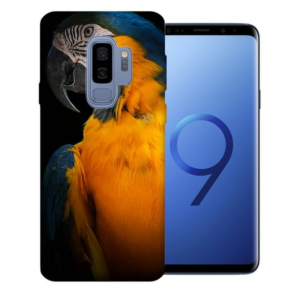 MUNDAZE For Samsung Galaxy S9 Plus Blue Yellow Macaw Bird Design TPU Gel Phone Case Cover