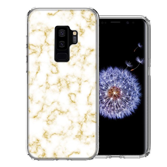 MUNDAZE For Samsung Galaxy S9 Plus Gold Marble Design Double Layer Phone Case Cover