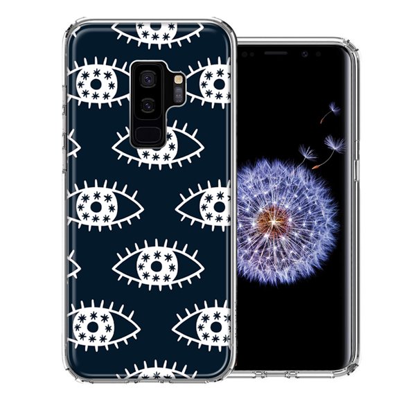 MUNDAZE For Samsung Galaxy S9 Plus Starry Evil Eyes Design Double Layer Phone Case Cover